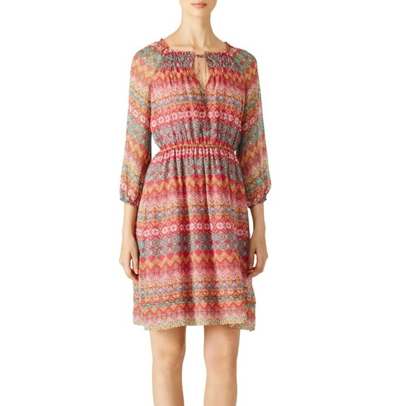 Diane von Furstenberg DVF Parry Silk Dress Boho Peasant Floral Lined Size 8 FLAW - Picture 1 of 16